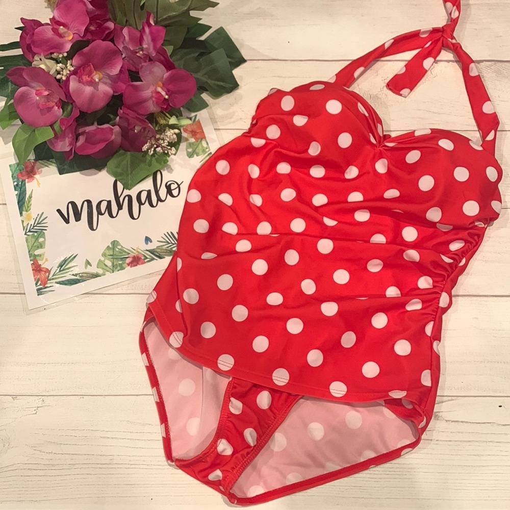 Polka Dot Pinup One Piece Bathing Suit
